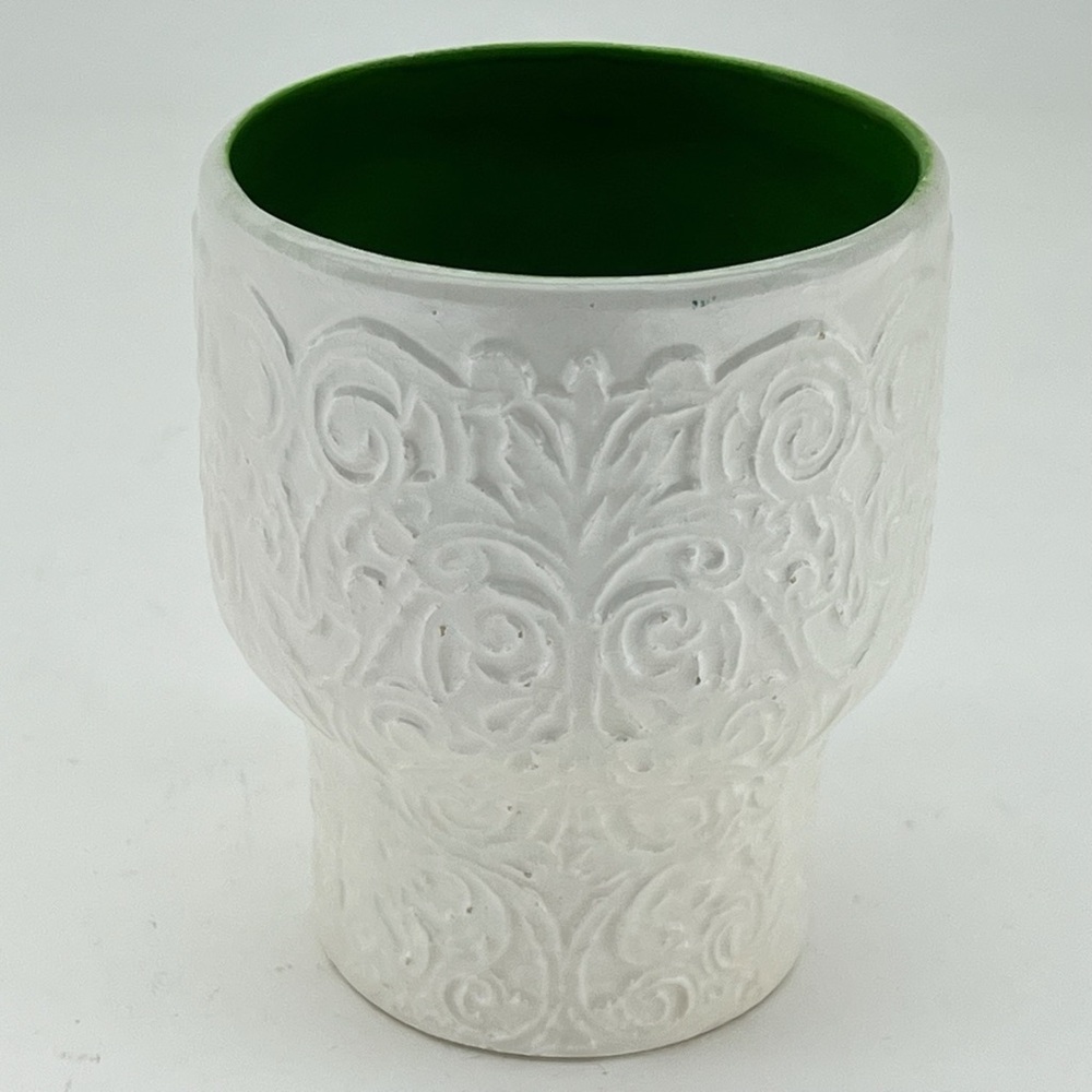 Vintage Holt Howard 1965 Mugs Set of 3 White Green Coffee Tea Filagree Ornate - Picture 10 of 11